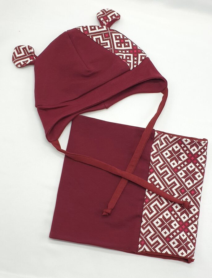 Ziemas cepure un apaļšalle ar šreka austiņām