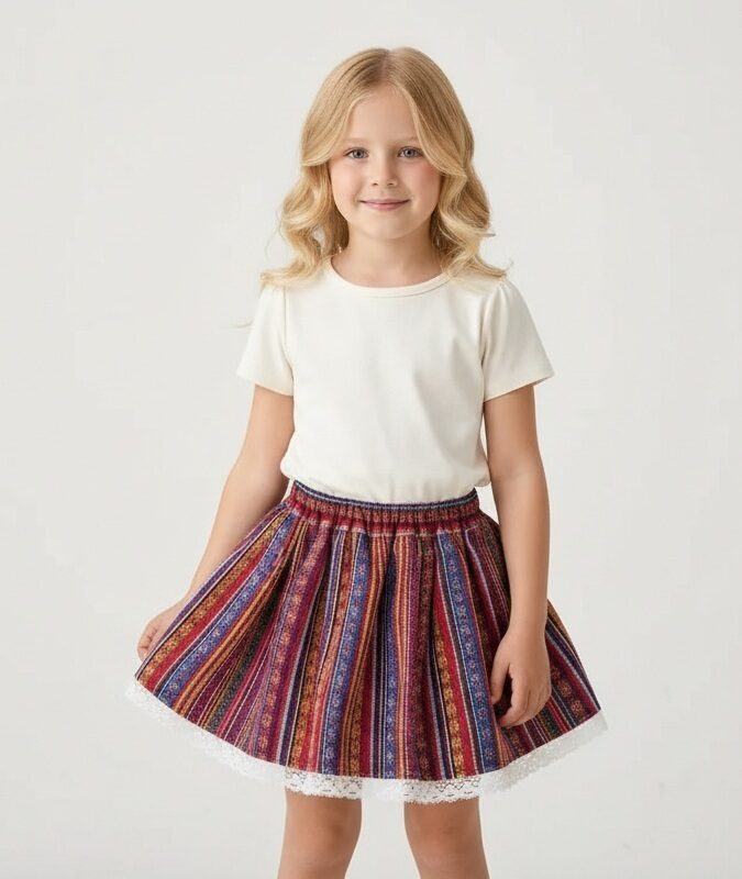 Stilizēti tautiskie svārki bērniem, SARKANIE