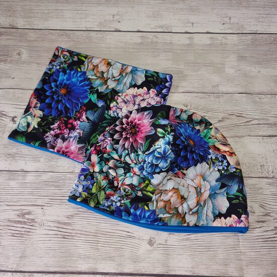 56/58cm, Cepure šalle-komplekts,, Ziedi