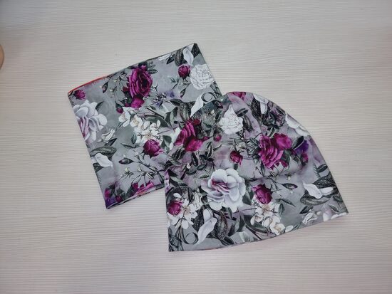 54-55cm, Cepure šalle-komplekts, Elegantās Rozes