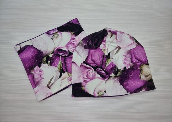 56-58cm, Cepure šalle-komplekts, Rozes