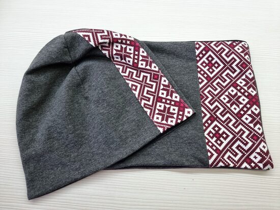 Cepure un šalle Tumši Pelēka, ziema/rudens