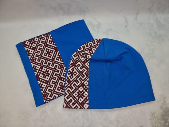 Cepure un šalle kobaltZila, ziema/rudens