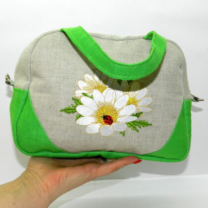 eleganta lina rokassomiņa